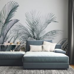 lush outlook concept  mural palm horizon blues