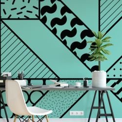 memphis mosaics shape symphony green black concept