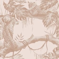 muted fronds tree leopards vintage red