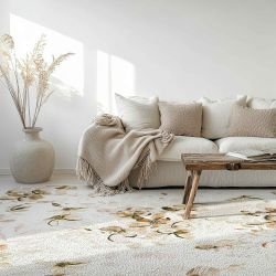enchanted home concept rug indigo floral dream tan white