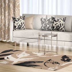 garden sketches concept rug plant stamps brown multi