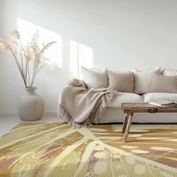 leafscapes concept rug monsteria leaves purple sunrise