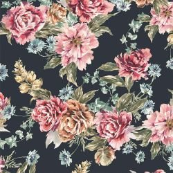 lost in the tropics painterly peonies dark grey