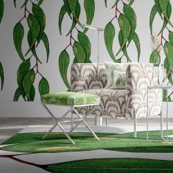 native waltz concept rug painted gum leaves mural eggshell