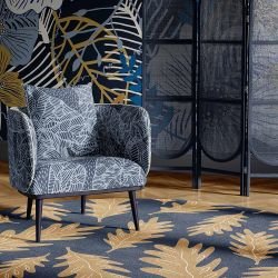 the natural jungle concept rug falling leaves indigo tones