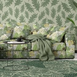 the natural jungle concept rug palm print cammo greens