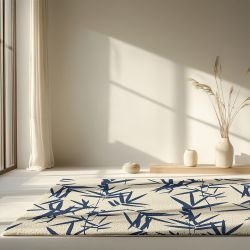 whispering kimono concept rug bamboo forest indigo