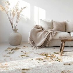 enchanted home concept rug indigo floral dream tan white