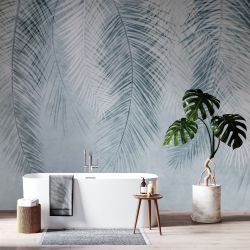 leafscapes concept hanging fern bathroom mural 