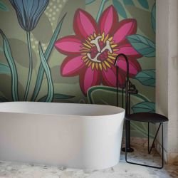 rainbow jungle concept mural bathroom