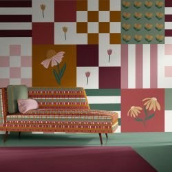 petals and plaids concept upholstery wallpaper