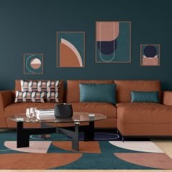 pictoral shapes concept artwork cushion upholstery and rug