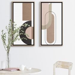 pictoral shapes concept framed artworks brown tones 
