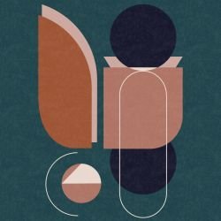 pictoral shapes kramer dark teals mural