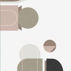 pictoral shapes roland brown tones mural