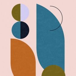 pictoral shapes thorne rich tones mural