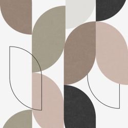 pictoral shapes volmer brown tones mural