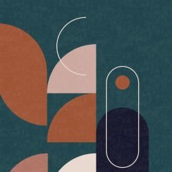 pictoral shapes williams dark teals mural