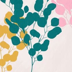 posing and patterns circletree branch yellow aqua pink