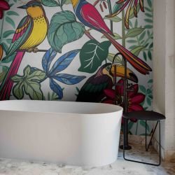 rainbow jungle concept tropical treasures bathroom wallpaper