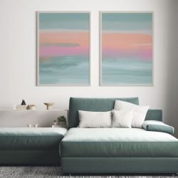 serene brushwork concept coastal twilight framed artwork