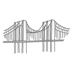 silhouette city vs scenery  bridge sketch black white