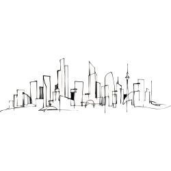 silhouette city vs scenery  cursive skyline black white