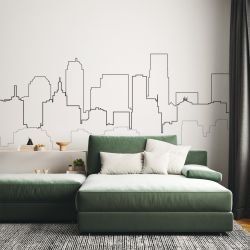silhouette city vs scenery  linework city black white concept