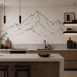 silhouette city vs scenery  mountain peaks black white concept