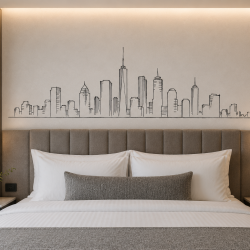 silhouette city vs scenery distant skyline black white concept
