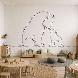 silhouette flora and fauna  bear and cub black white concept