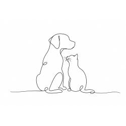 silhouette flora and fauna  cat dog black white