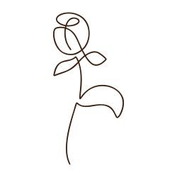 silhouette flora and fauna  single rose black white
