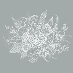flower doodles banksia bunch grey white reverse