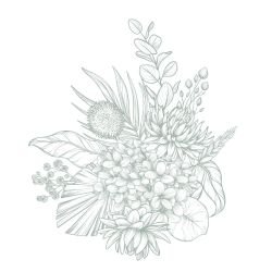 flower doodles whimsical diasy fern white