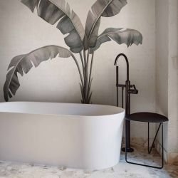 textured tropics concept bathroom palm