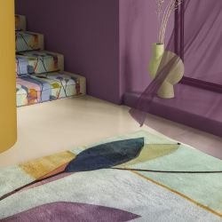 tinted garden concept rug  gildded petals blue green