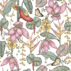 textured tropics parrot garden white